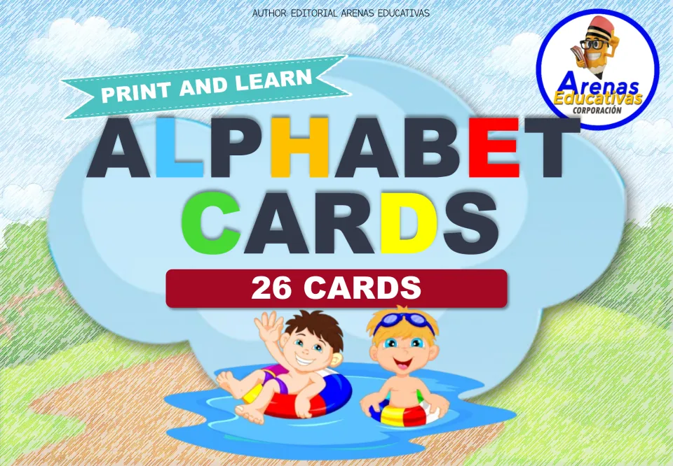 Cover of the uppercase alphabet flashcard set, with the headings 'Print and Learn' and '26 Cards'.