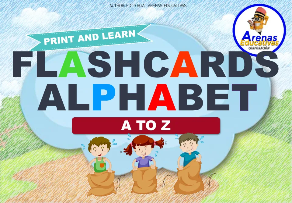 Cover of the alphabet flashcard set labeled 'Print and Learn,' 'Flashcards Alphabet,' and 'A to Z'.