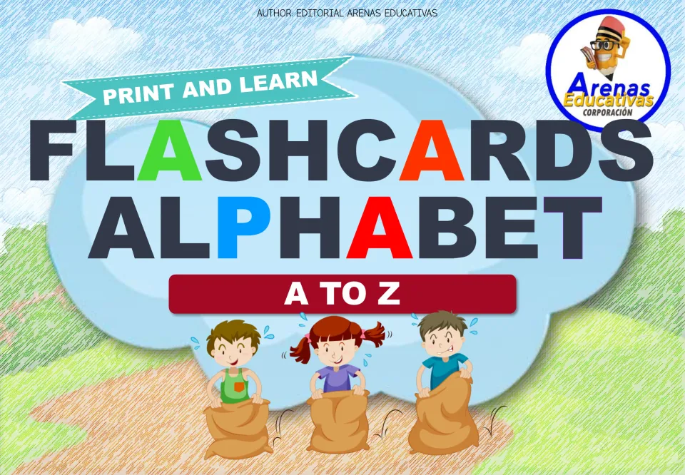 Cover of the alphabet flashcard resource, labeled 'Print and Learn', 'Flashcards Alphabet' and 'A to Z'