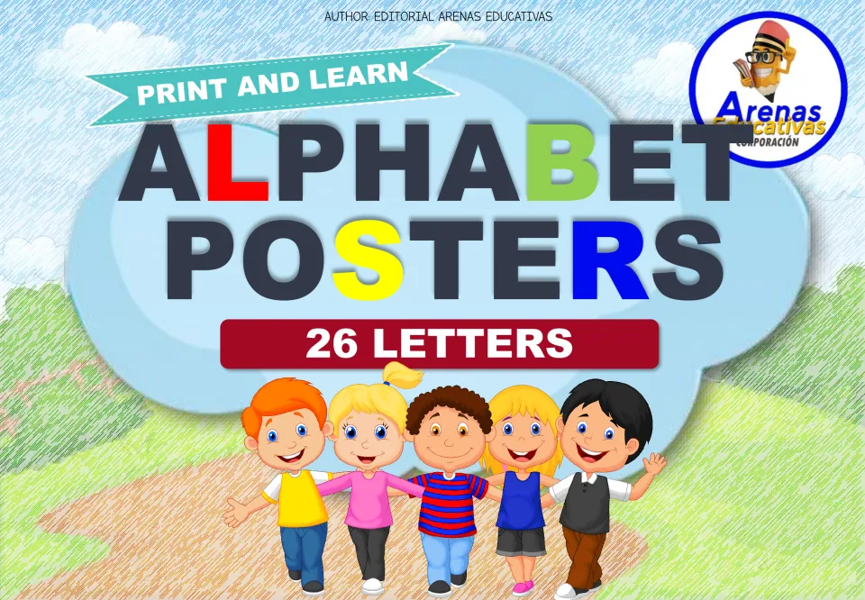Cover of the alphabet puzzle resource, labeled 'Print and Learn', 'Alphabet Posters' and '26 Letters'