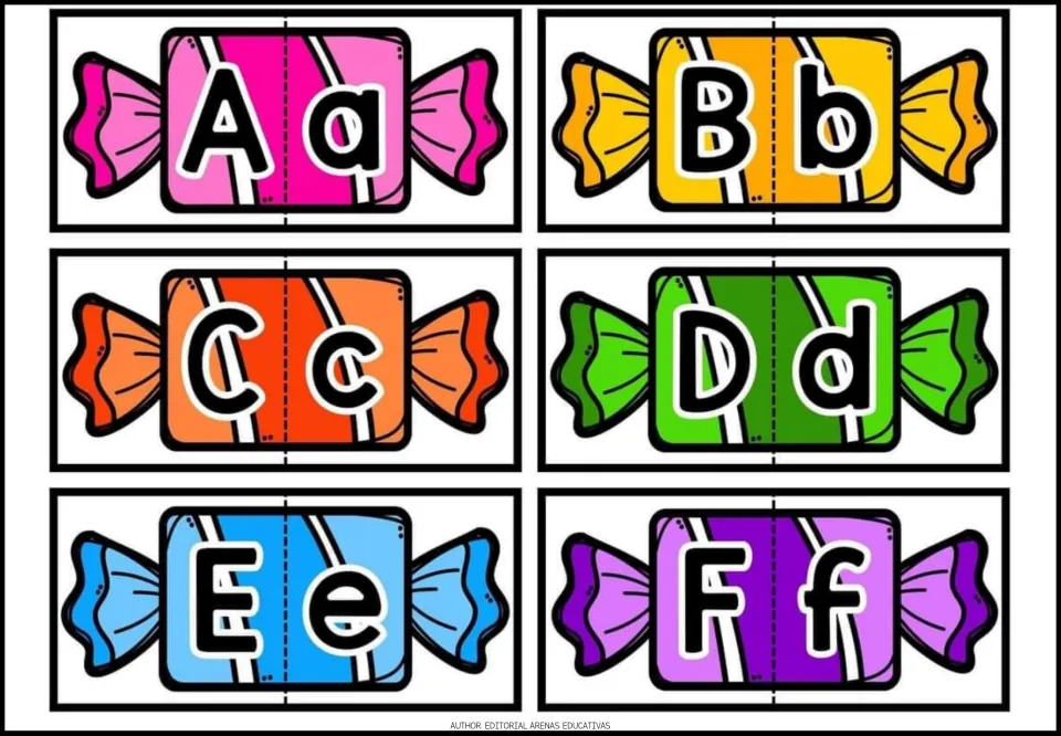 Alphabet puzzles 1–6 of the 26-letter set, pairing uppercase and lowercase letters: Aa, Bb, Cc, Dd, Ee and Ff