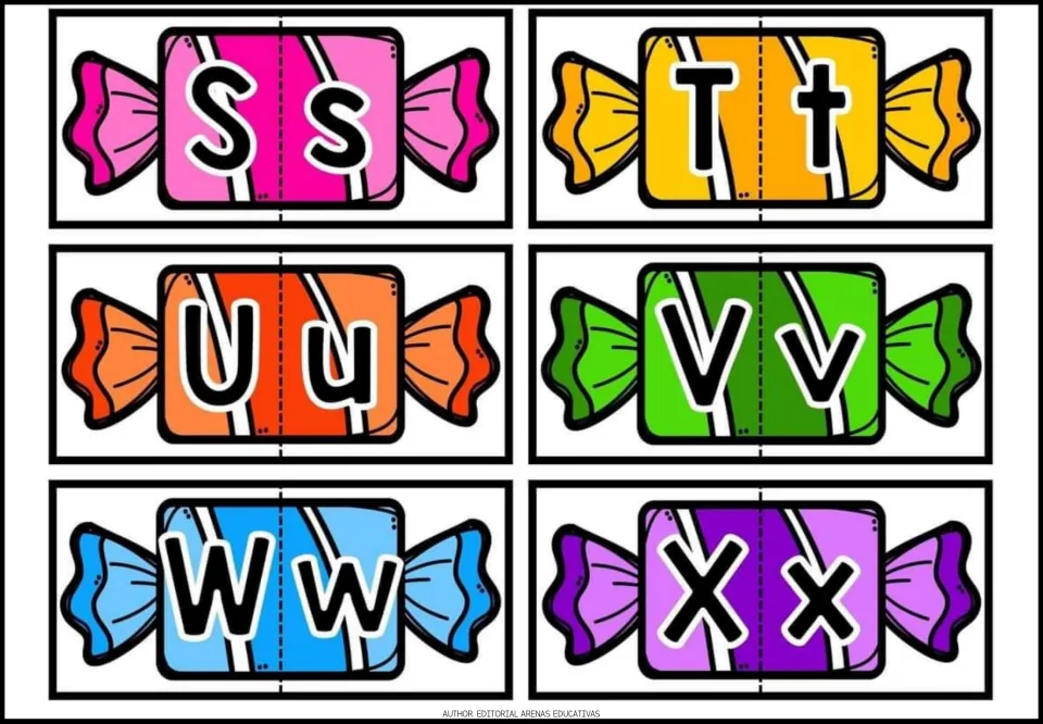 Alphabet puzzles 19–24 of the 26-letter set, pairing uppercase and lowercase letters: Ss, Tt, Uu, Vv, Ww and Xx
