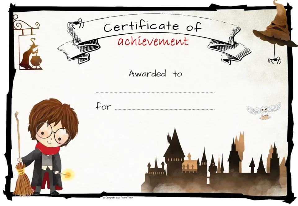 First achievement award certificate template, with “Awarded to” and “for” prompts for student recognition.