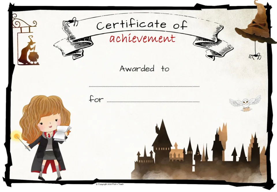 Second achievement award certificate template, with “Awarded to” and “for” prompts for student recognition.