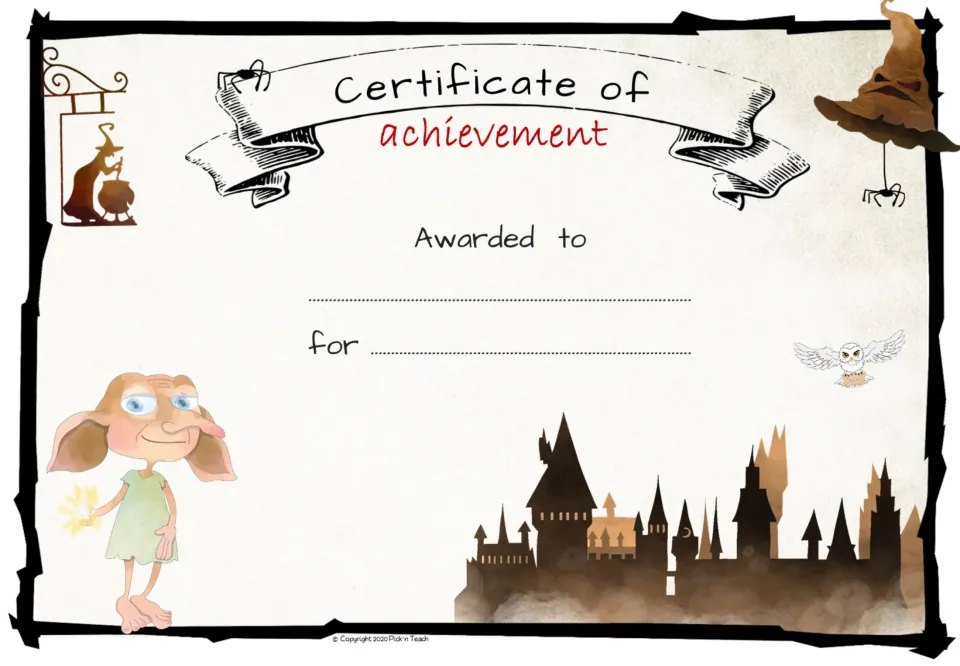 Fourth achievement award certificate template, with “Awarded to” and “for” prompts for student recognition.
