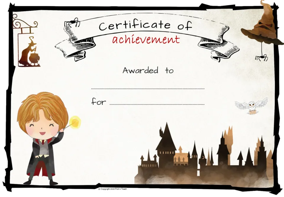 Sixth achievement award certificate template, with “Awarded to” and “for” prompts for student recognition.