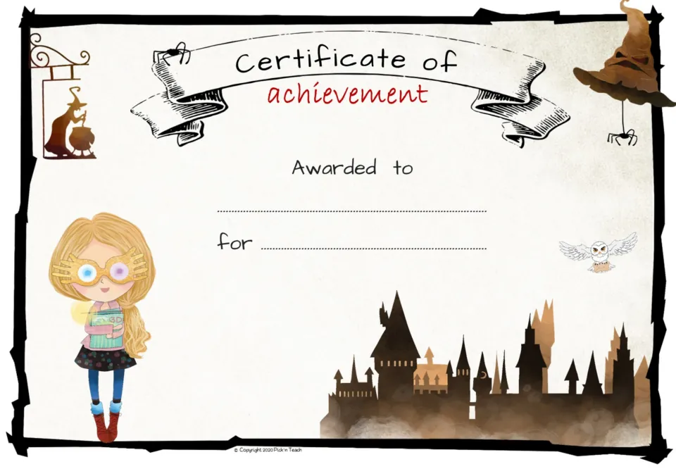 Eighth achievement award certificate template, with “Awarded to” and “for” prompts for student recognition.