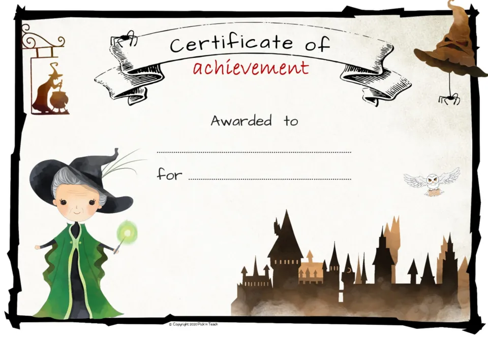 Ninth achievement award certificate template, with “Awarded to” and “for” prompts for student recognition.