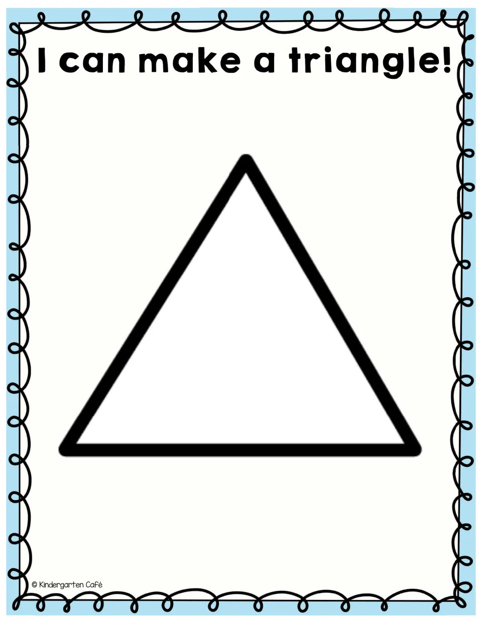Playdough mat, I can make a triangle: students press dough along the outline of a large triangle to form its three sides