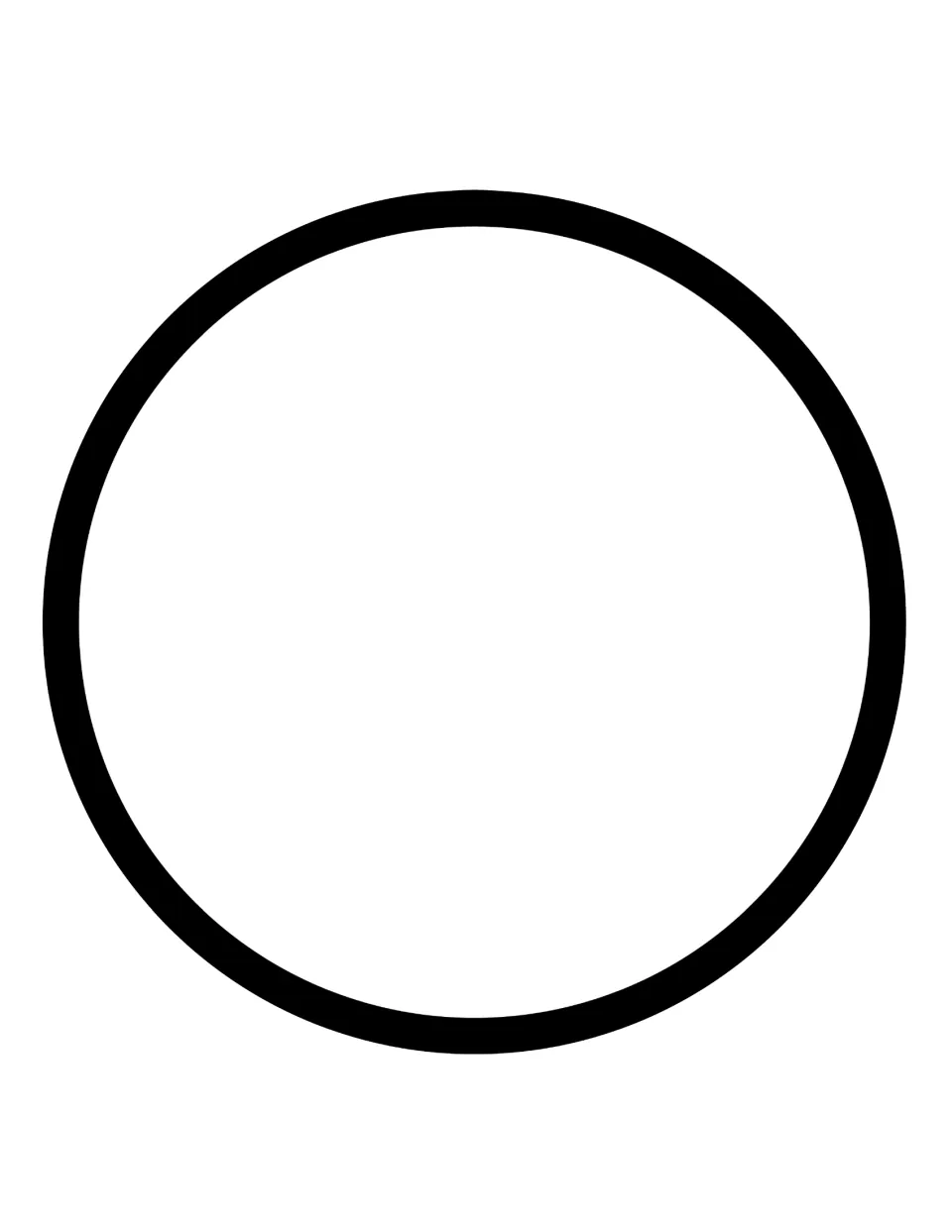 Circle template: one large circle outline in thick black lines filling the page, for students to trace, color or cut out