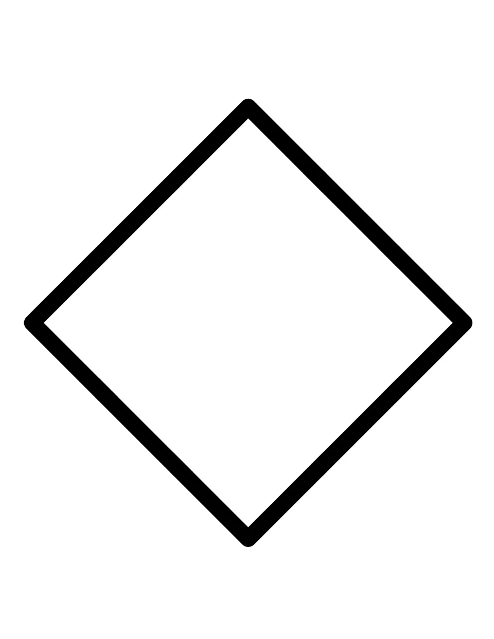 Diamond template: a large square turned onto its point, in a bold outline for students to trace, color or cut out