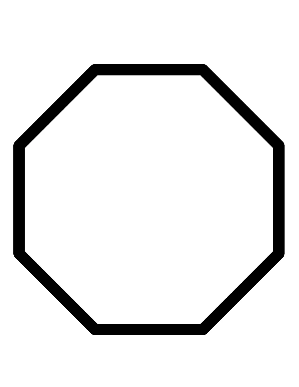 Octagon template: a large eight-sided shape in a bold outline, sized for students to trace, color and cut out