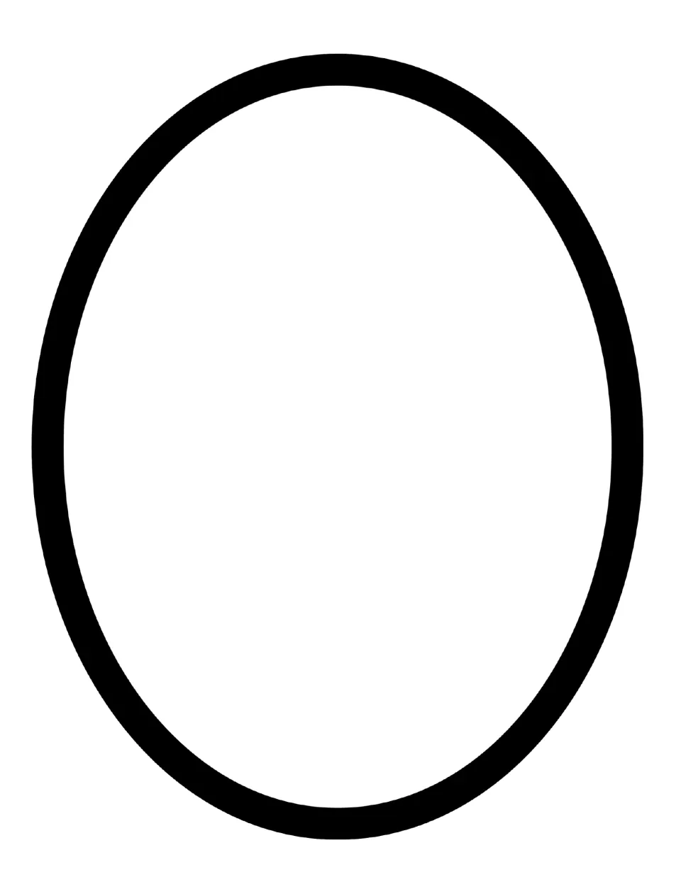 Oval template: a tall upright oval outline filling most of the page, for students to color, trace or cut out