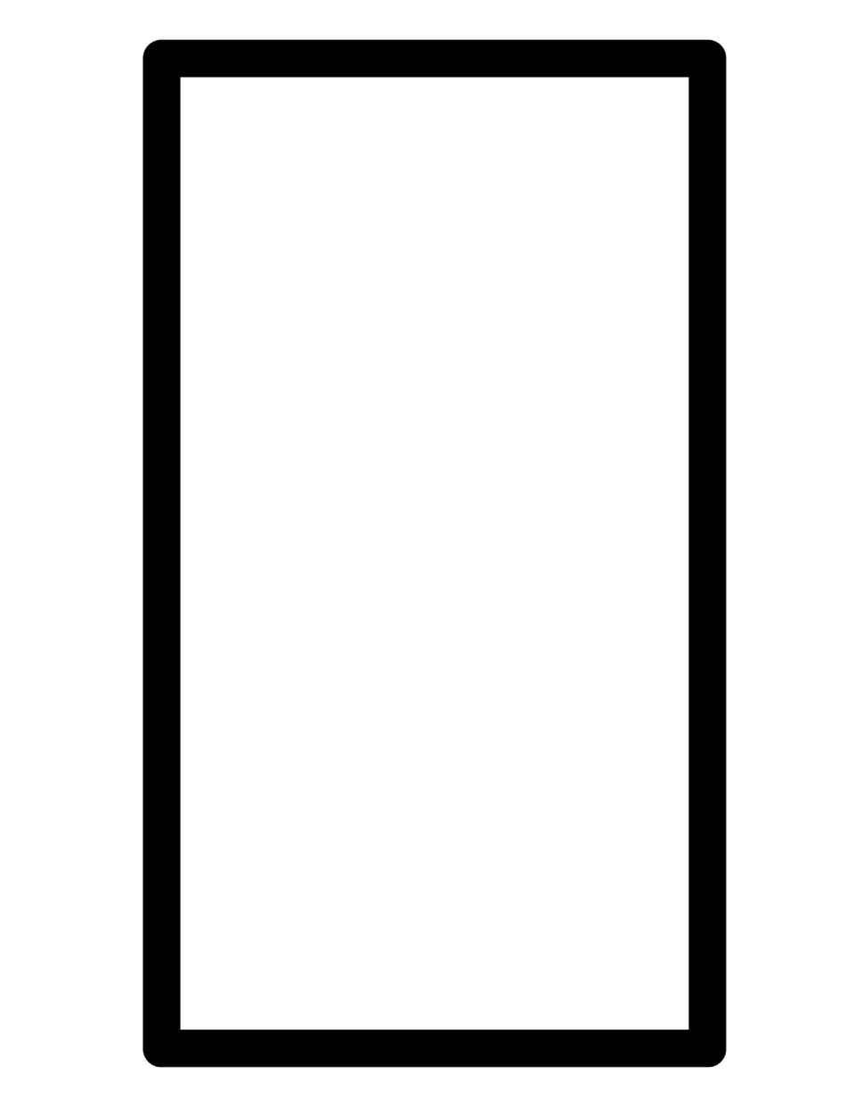 Rectangle template: a tall upright rectangle outline running nearly the full page height, to trace, color or cut out