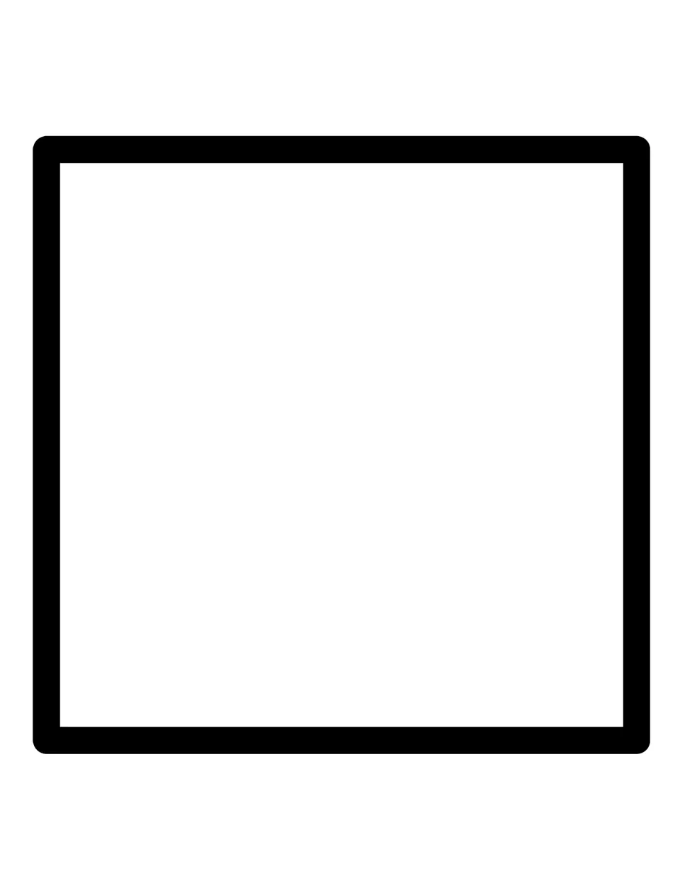 Square template: one large square outline with four equal sides, ready for students to color, trace and cut out
