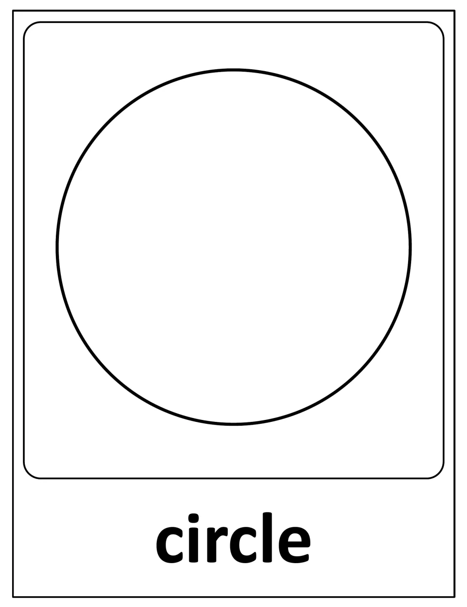 Circle poster: a large round outline drawn above the bold word circle, for matching a curved shape to its name
