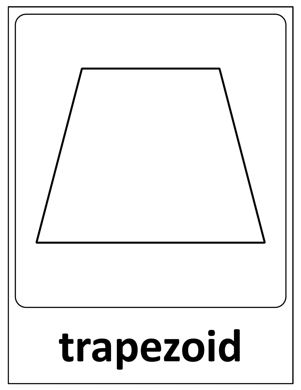 Trapezoid poster: a four-sided figure with a short top and wider base, labeled with the US term trapezoid in bold