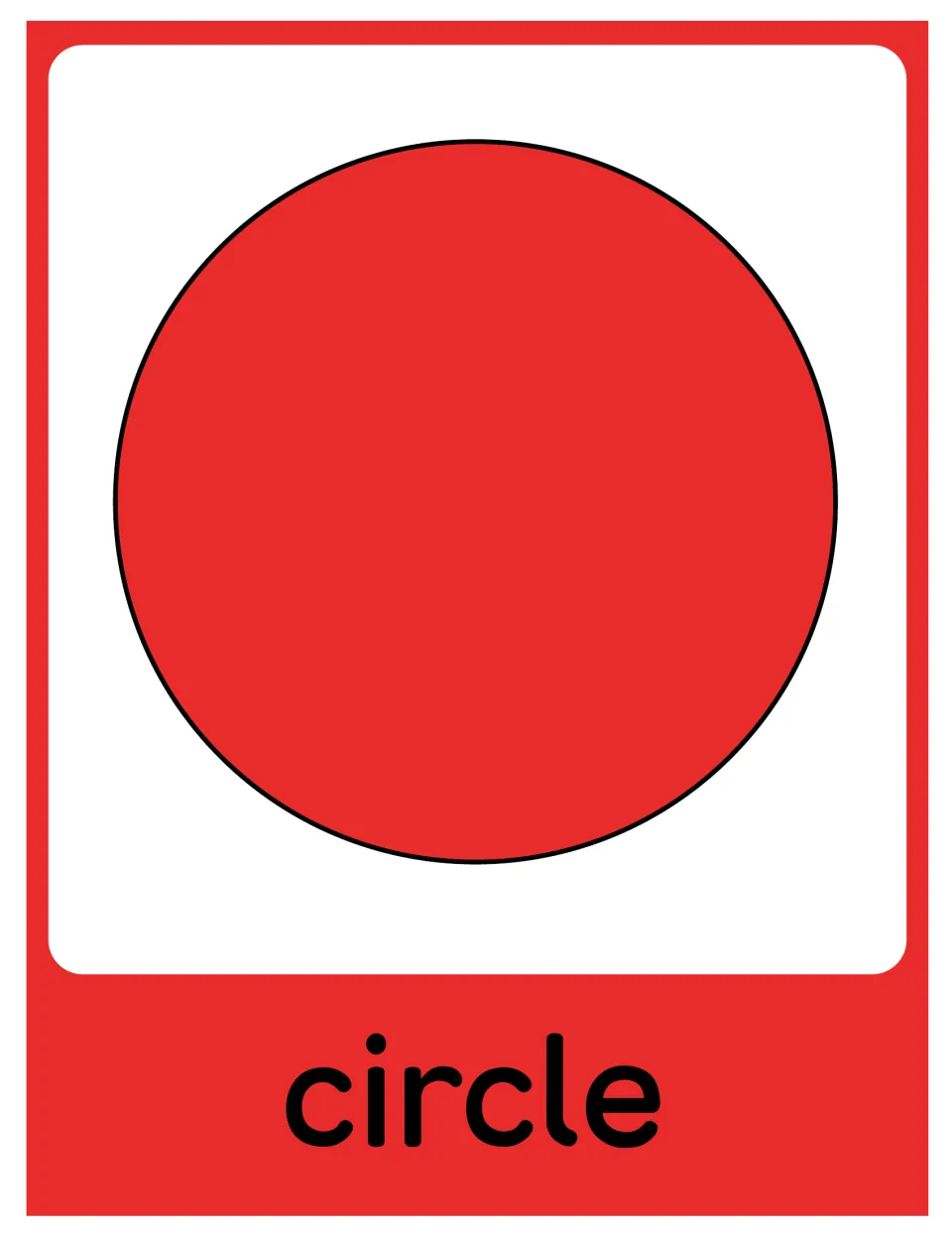 Circle poster in the 2D shape resource, showing a large red circle labeled 'circle' for classroom display