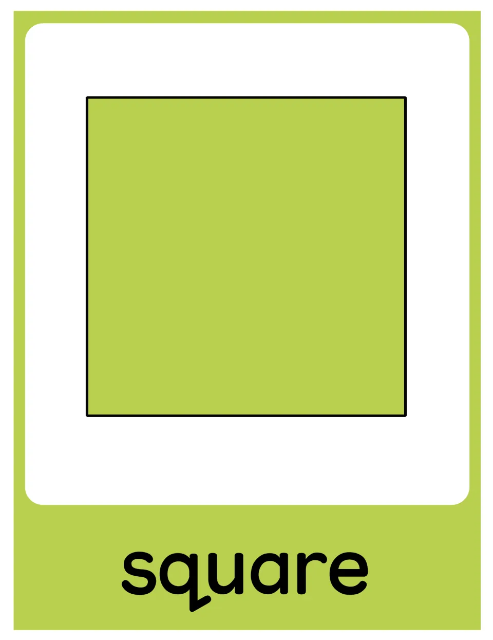 Square poster in the 2D shape resource, showing a light green square labeled 'square' for classroom display