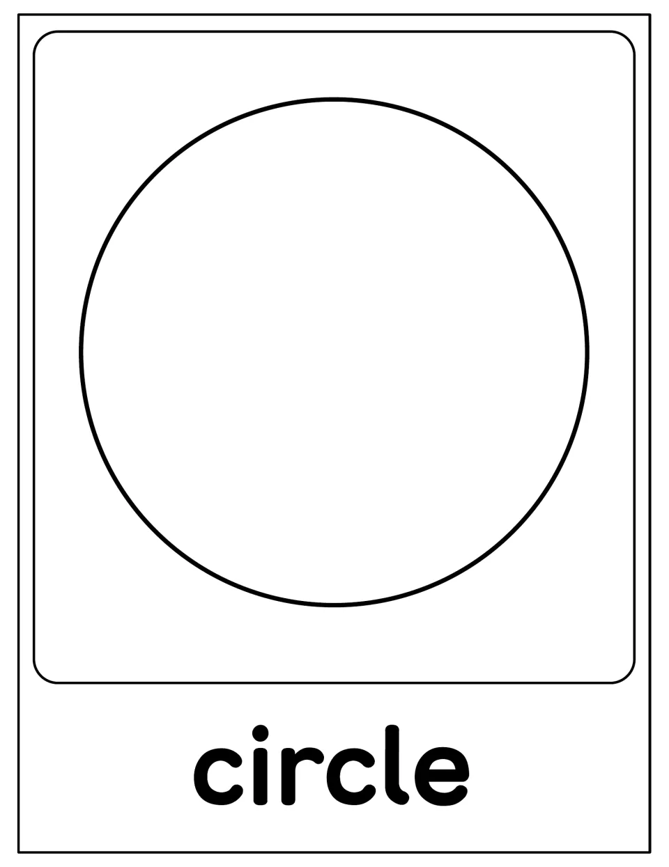 Circle poster in the 2D shape set, showing a large circular outline labeled 'circle' beneath the shape