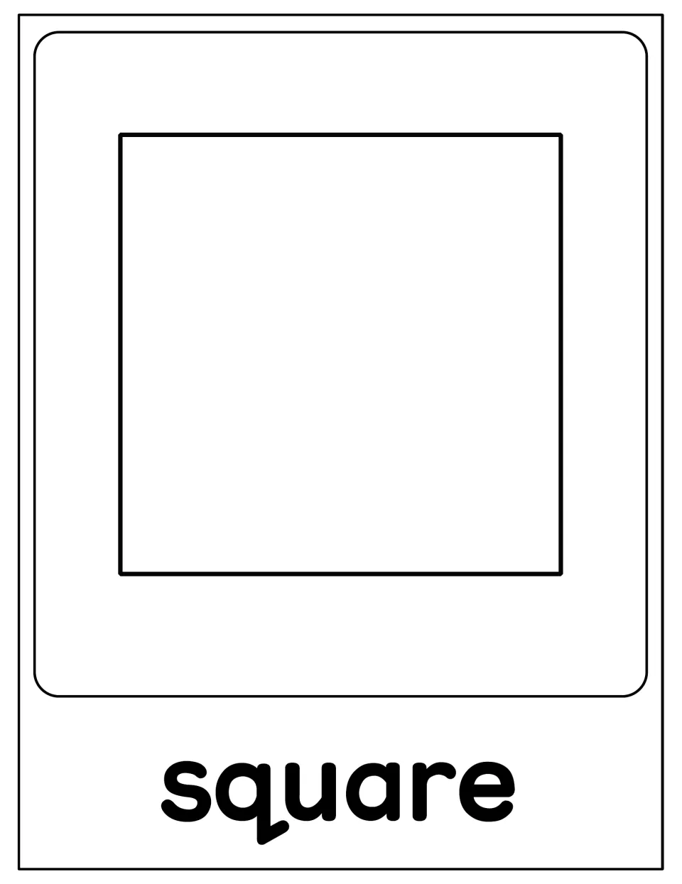 Square poster in the 2D shape set, showing a large upright square outline labeled 'square' beneath it