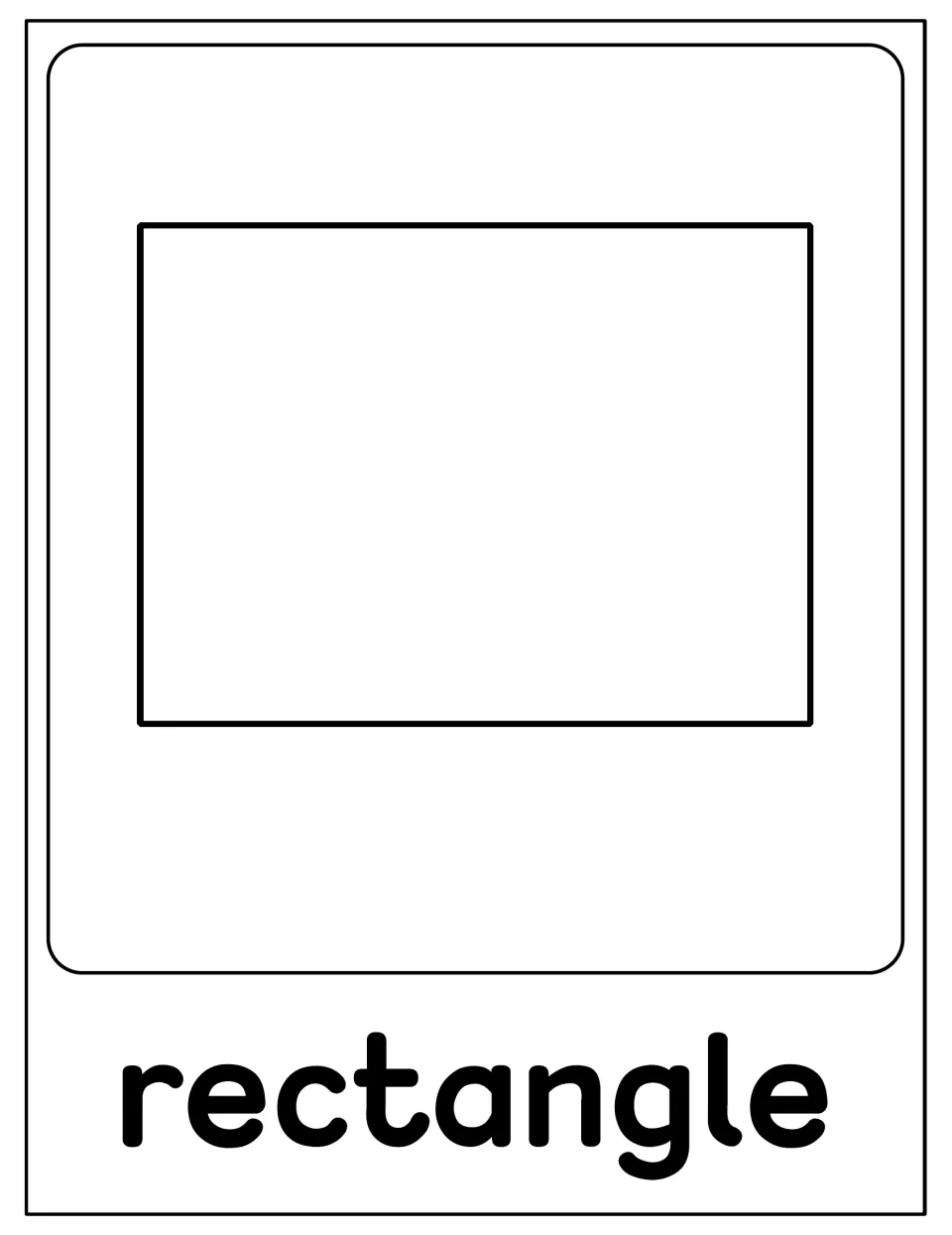 Rectangle poster in the 2D shape set, showing a wide rectangle outline labeled 'rectangle' beneath it