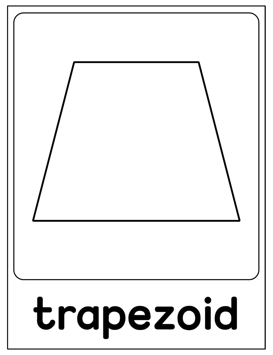 Trapezoid poster in the 2D shape set, showing a quadrilateral with a shorter top and the label 'trapezoid'