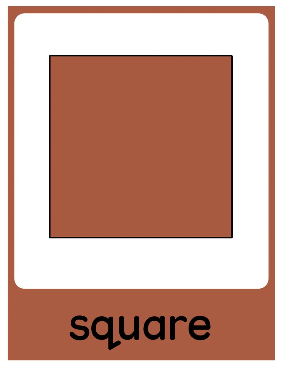 Square poster in the 2D shape set, showing a solid rust-colored square labeled 'square' for math display.