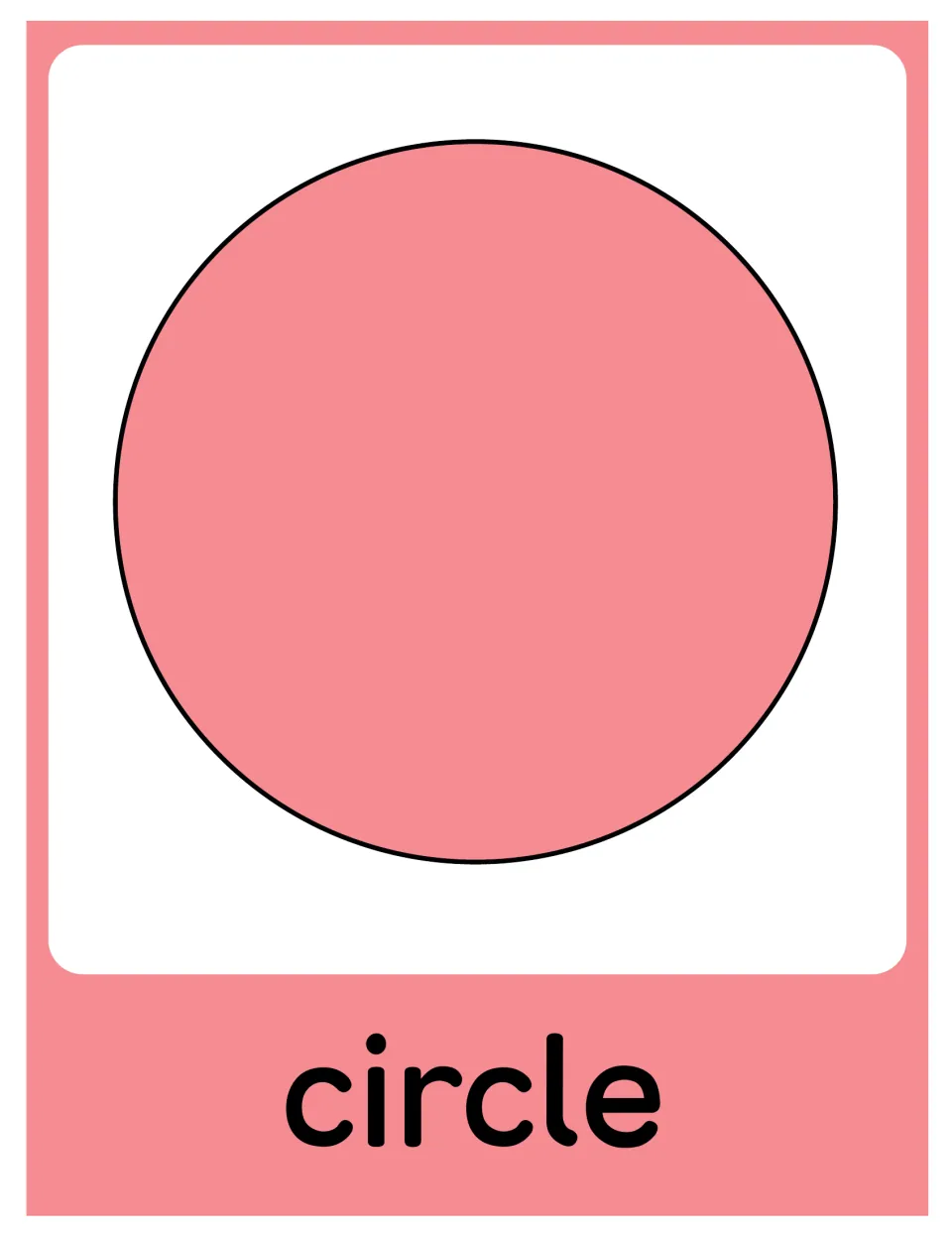 Circle poster in the geometry set, showing a pink circle labeled “circle” without written attributes.