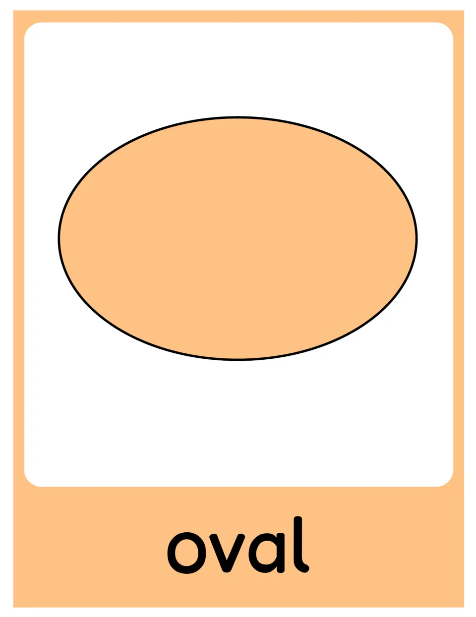 Oval poster in the geometry set, showing a peach oval labeled “oval” without written shape attributes.