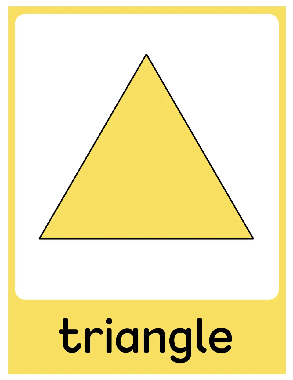 Triangle poster in the geometry set, showing a yellow triangle labeled “triangle” without attributes.