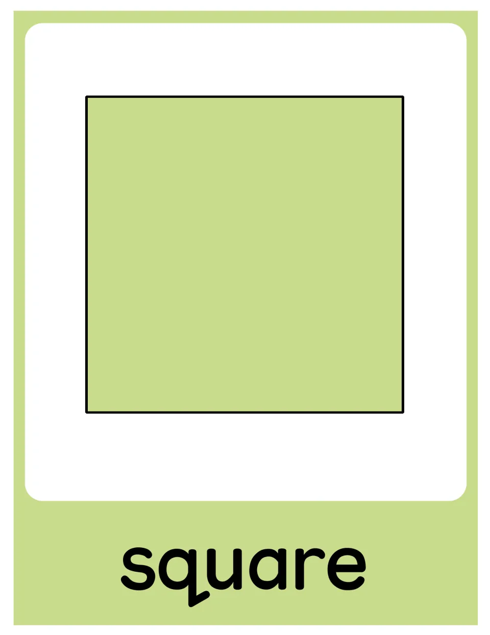 Square poster in the geometry set, showing a light green square labeled “square” without attributes.