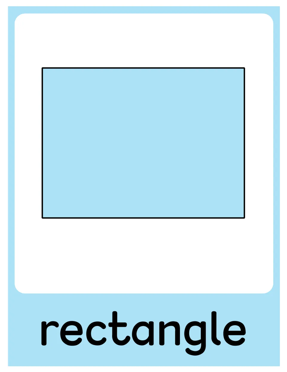 Rectangle poster in the geometry set, showing a light blue rectangle labeled “rectangle” without attributes.