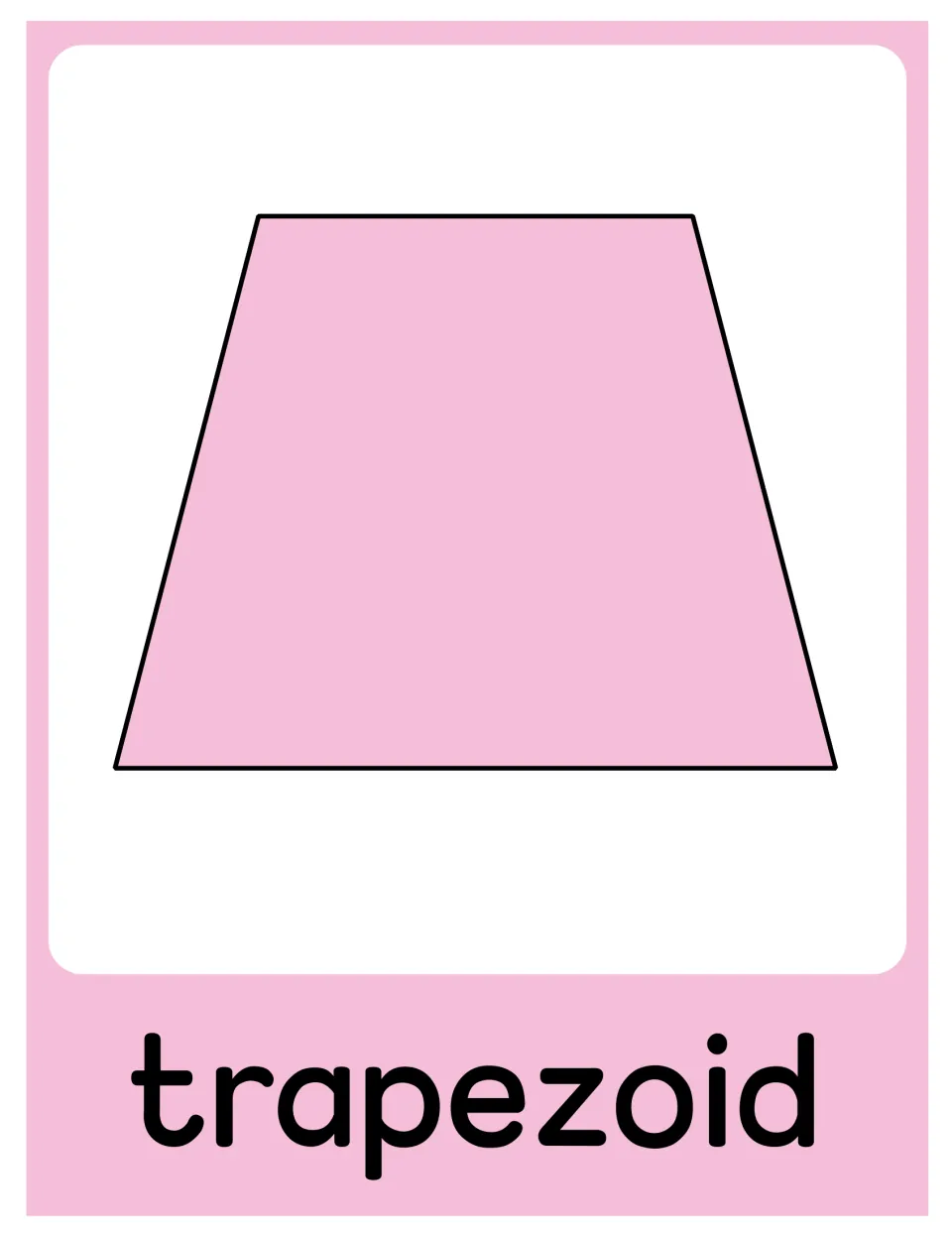 Trapezoid poster in the geometry set, showing a pink trapezoid labeled “trapezoid” without attributes.