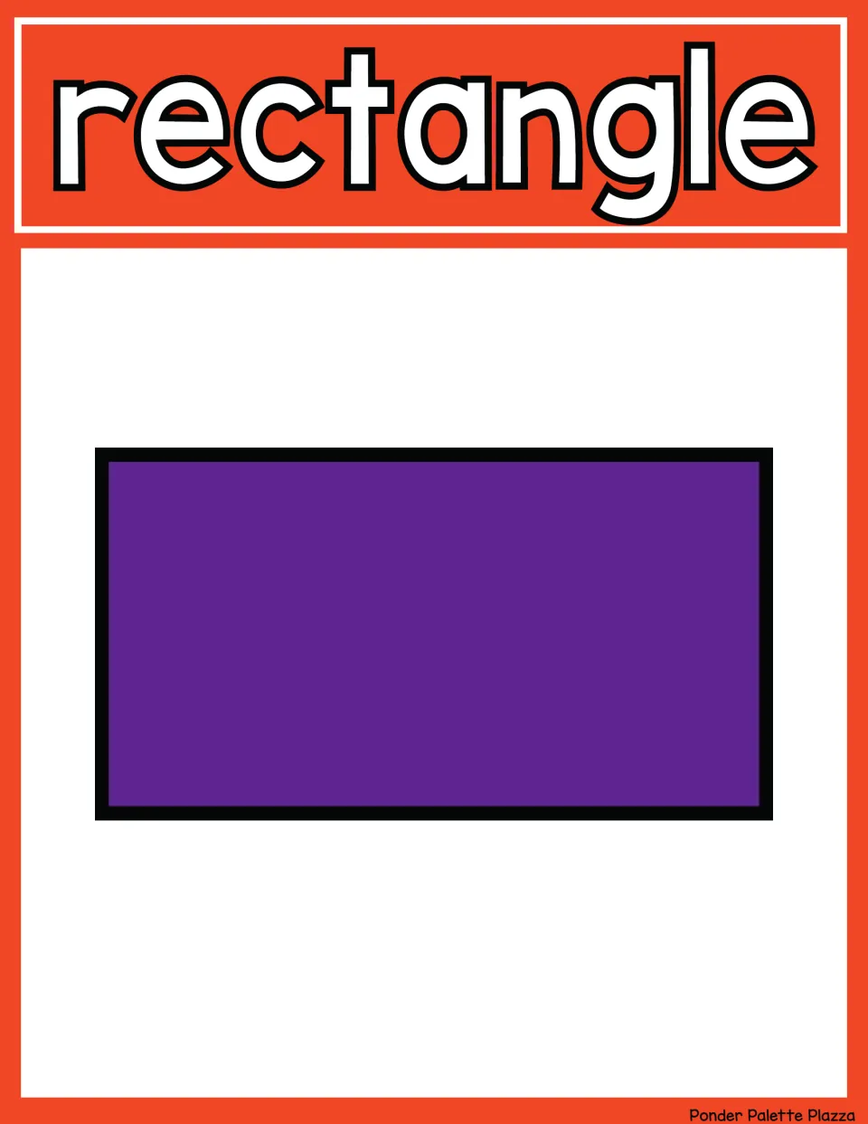 Rectangle shape poster: the word rectangle above a wide purple rectangle, so students can match the name to its picture