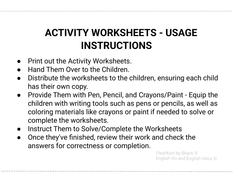 Usage instructions: print the activity sheets, give each child a copy with pencils and crayons, then review finished work