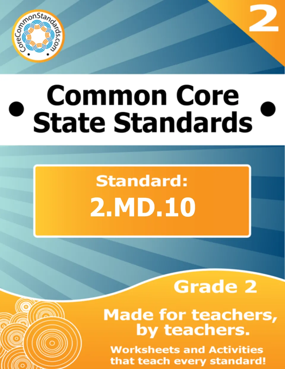 Cover of the second-grade graphing lesson identifying Common Core State Standards and standard 2.MD.10