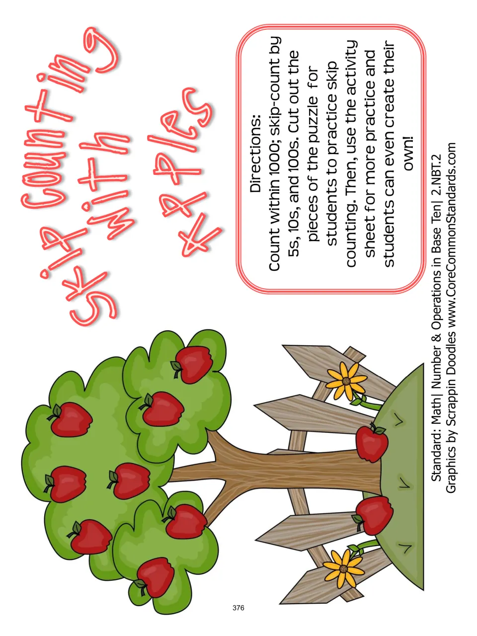 Skip Counting with Apples directions: cut out the puzzle pieces, practice skip counting, and create counts.