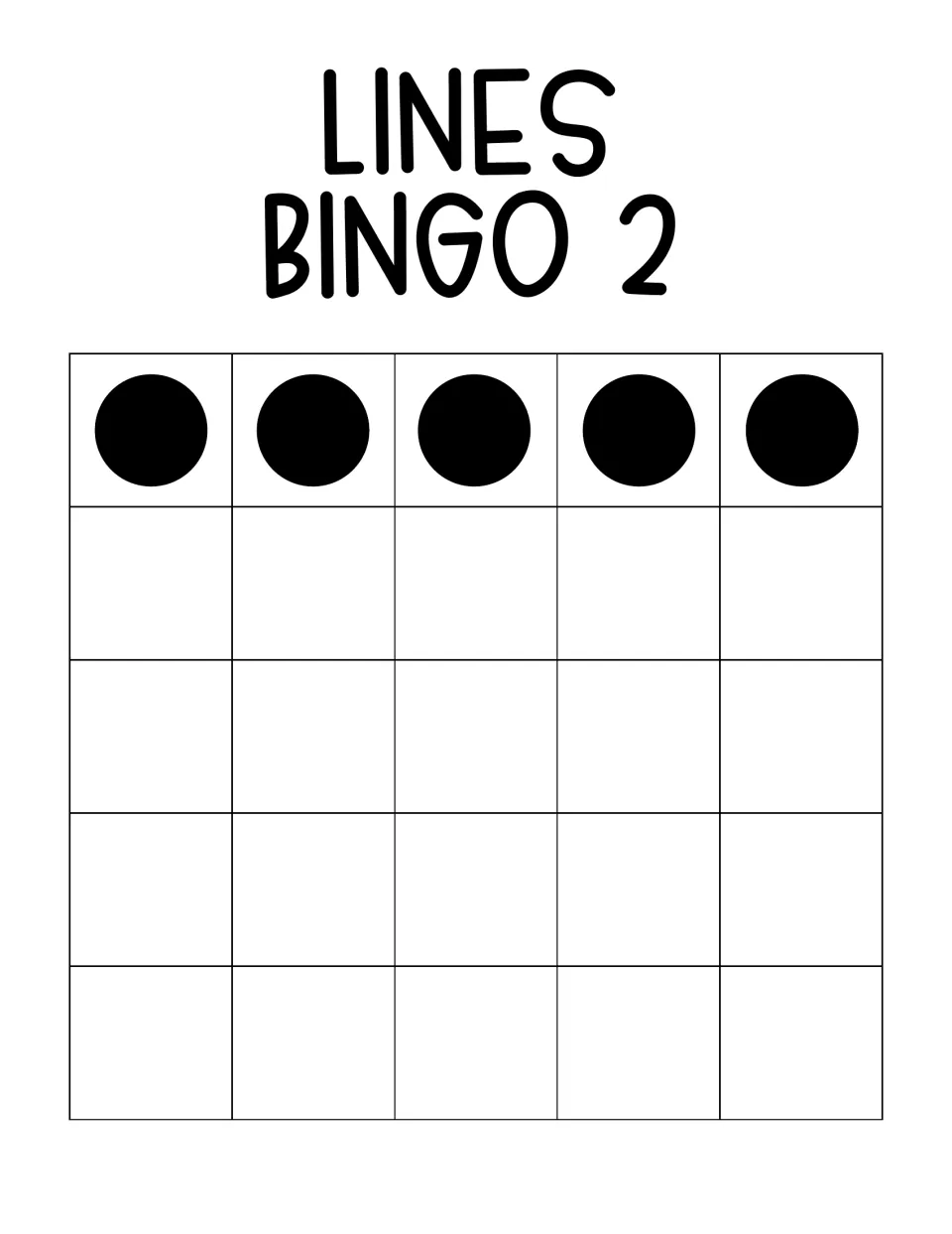 Lines Bingo 2 pattern guide marks five positions across the top for completing reading bingo tasks