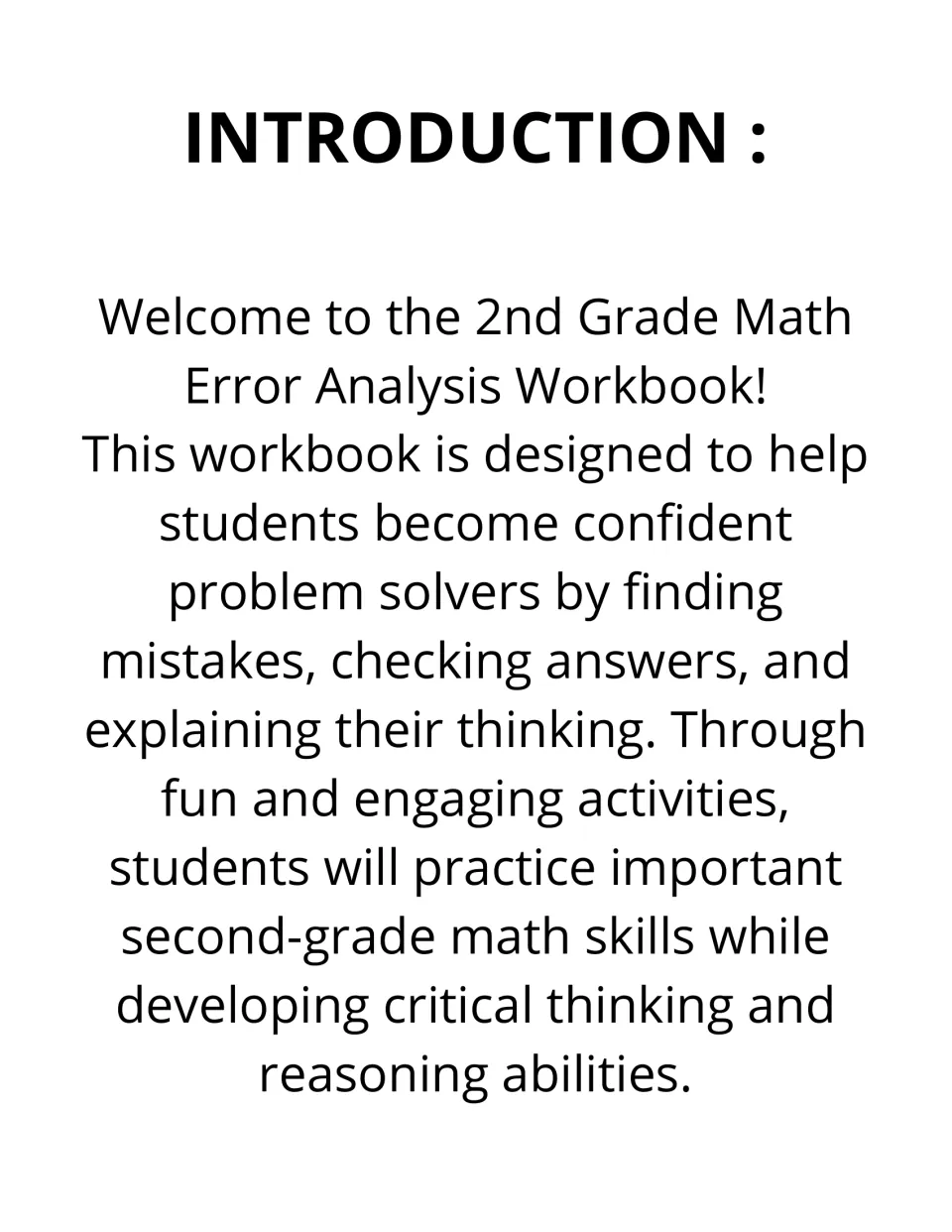 Introduction to the error analysis workbook: students find mistakes, check answers and explain their math thinking