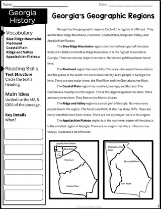 Georgia Regions Worksheet – cover