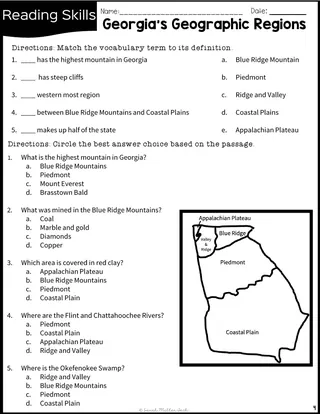 Georgia Regions Worksheet – sample page 2