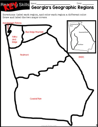 Georgia Regions Worksheet – sample page 3
