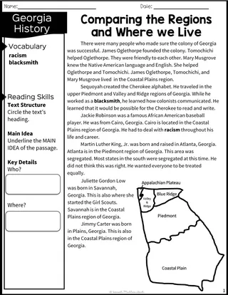 2nd Grade Reading Packet: Georgia's Historical Figures + Regions – cover
