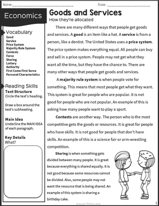 2nd Grade Reading Packet: Goods and Services – cover