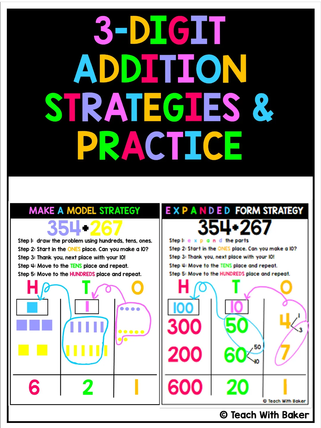 3-Digit Addition with Regrouping – Math Chart – cover