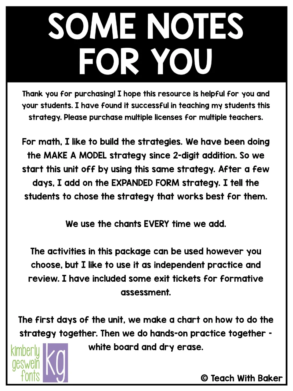 Teacher notes: start with the make a model strategy, add expanded form later, use the chants each time, try exit tickets