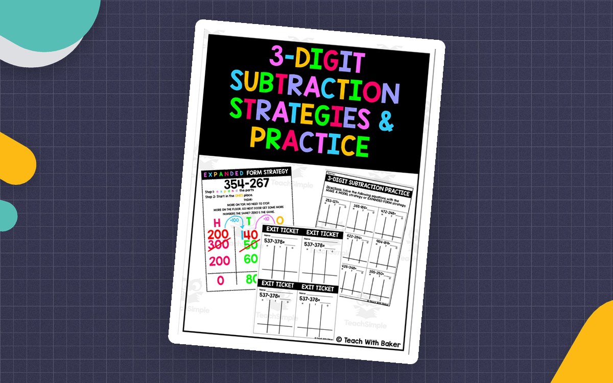 3-Digit Subtraction with Regrouping – Practice preview: Ten-page subtraction strategy set