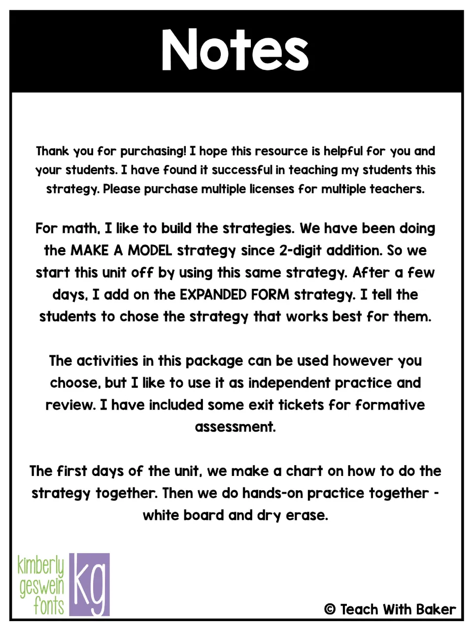 Teacher notes: teach Make a Model first, add the Expanded Form strategy later, then use pages for practice and exit tickets