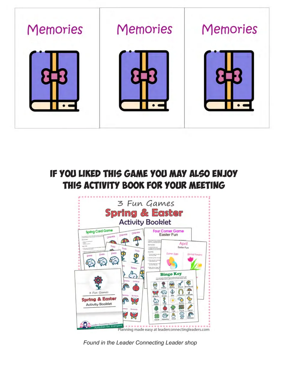 Mother's Day matching cards 46–48: three Memories cards showing a ribbon-tied book, completing the set